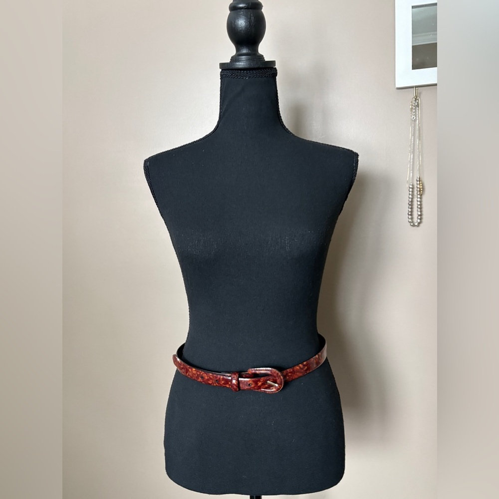AIMEE-LYNN tortoise shell PVC belt vintage 90s MINT sz L chic animal print - Picture 5 of 13